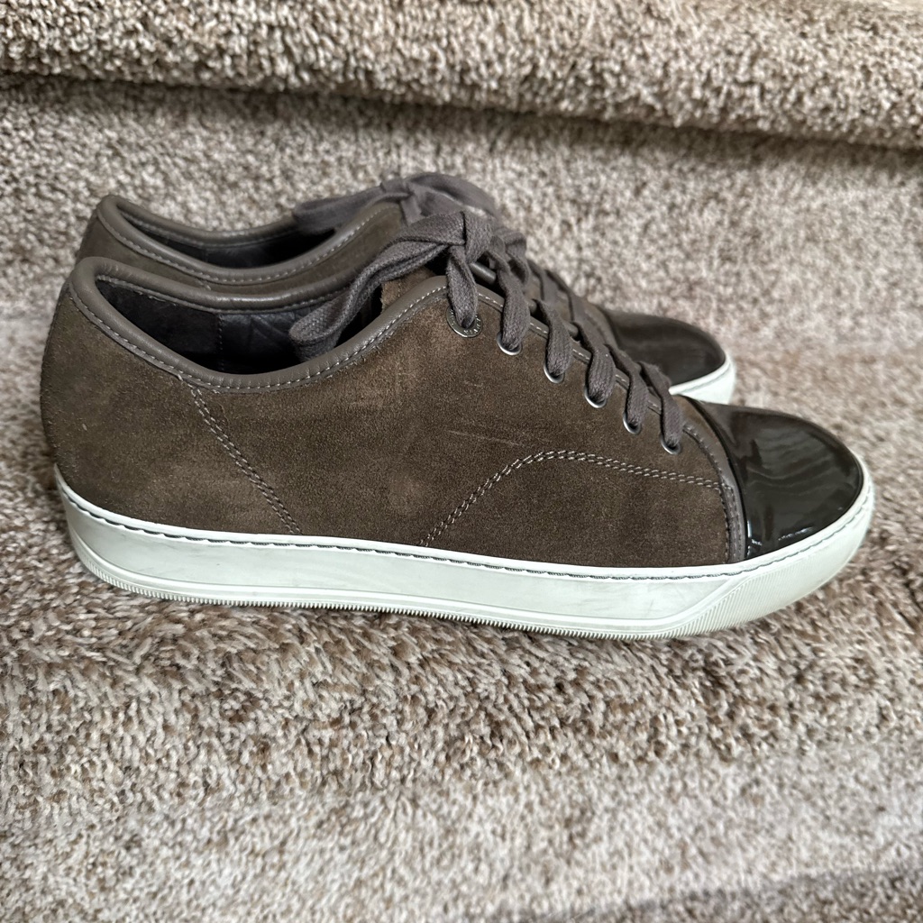 Lanvin Men's Brown Suede And Patent Leather Sneakers